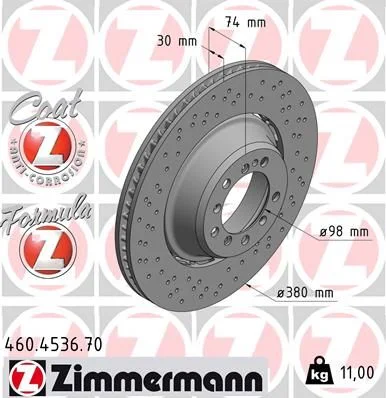 Stabdžių diskas ZIMMERMANN 460.4536.70
