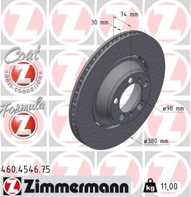 Stabdžių diskas ZIMMERMANN 460.4546.75