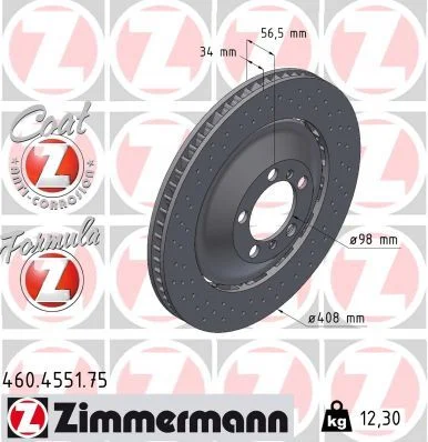 Stabdžių diskas ZIMMERMANN 460.4551.75