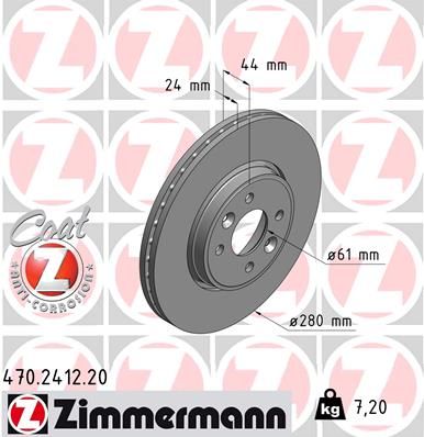 Гальмівний диск ZIMMERMANN 470.2412.20