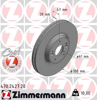 Stabdžių diskas ZIMMERMANN 470.2427.20