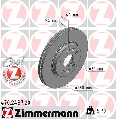 Stabdžių diskas ZIMMERMANN 470.2437.20