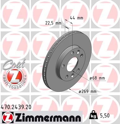 Stabdžių diskas ZIMMERMANN 470.2439.20