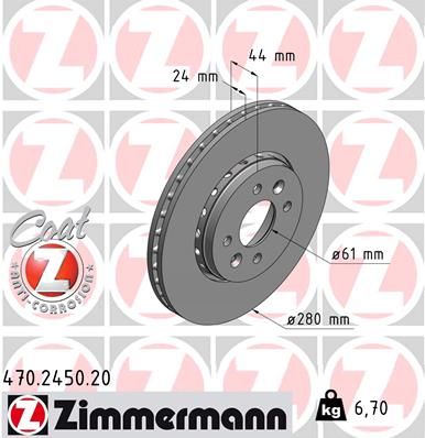 Brake Disc ZIMMERMANN 470.2450.20