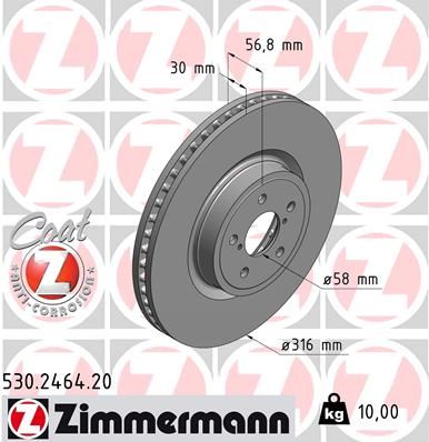 Stabdžių diskas ZIMMERMANN 530.2464.20