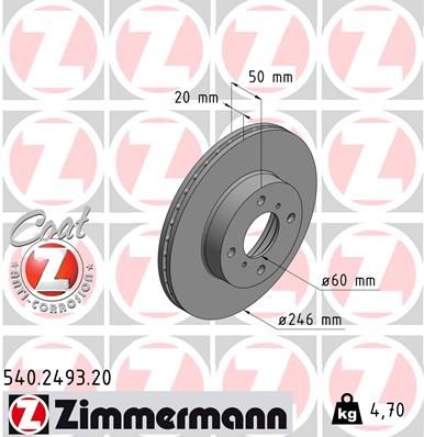 Stabdžių diskas ZIMMERMANN 540.2493.20