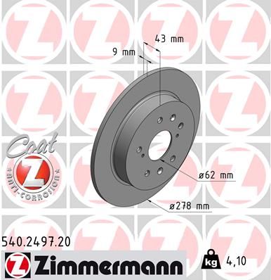 Stabdžių diskas ZIMMERMANN 540.2497.20