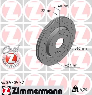 Brake Disc ZIMMERMANN 540.5305.52