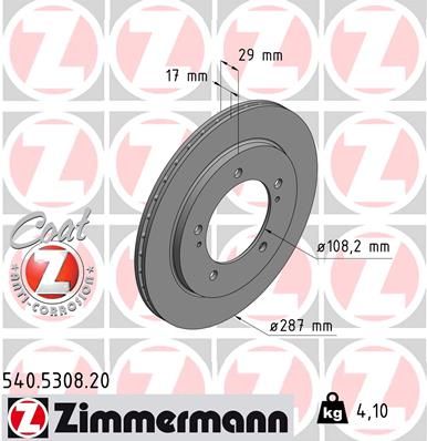 Stabdžių diskas ZIMMERMANN 540.5308.20