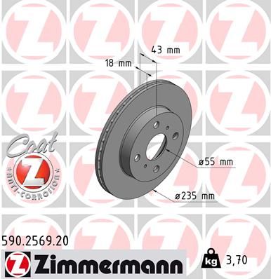 Stabdžių diskas ZIMMERMANN 590.2569.20