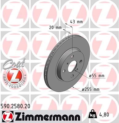 Stabdžių diskas ZIMMERMANN 590.2580.20