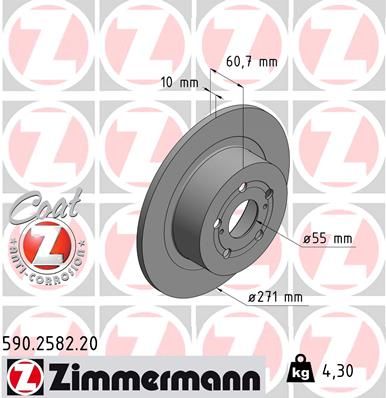 Stabdžių diskas ZIMMERMANN 590.2582.20