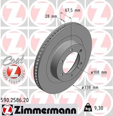 Stabdžių diskas ZIMMERMANN 590.2586.20