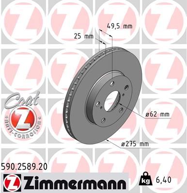 Гальмівний диск ZIMMERMANN 590.2589.20