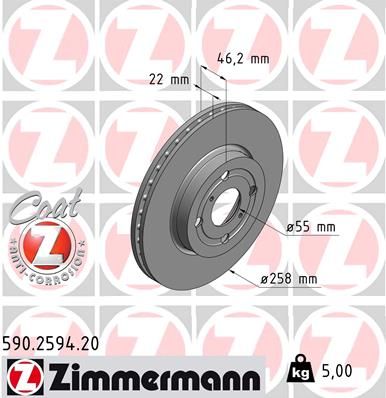 Гальмівний диск ZIMMERMANN 590.2594.20