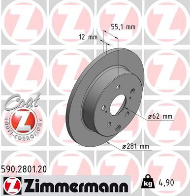 Stabdžių diskas ZIMMERMANN 590.2801.20