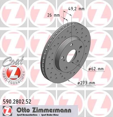 Stabdžių diskas ZIMMERMANN 590.2802.52