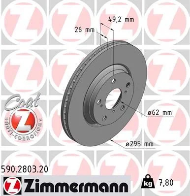 Stabdžių diskas ZIMMERMANN 590.2803.20