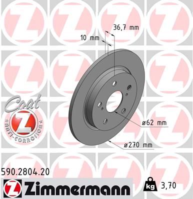 Brake Disc ZIMMERMANN 590.2804.20