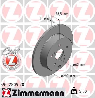 Stabdžių diskas ZIMMERMANN 590.2809.20