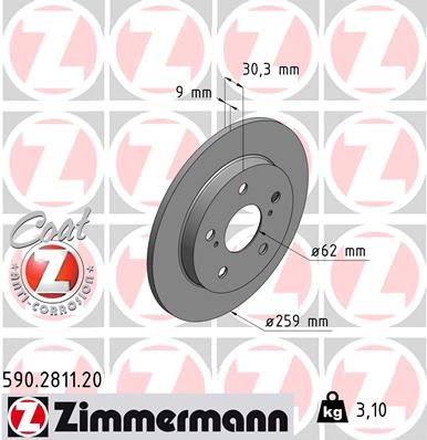 Brake Disc ZIMMERMANN 590.2811.20