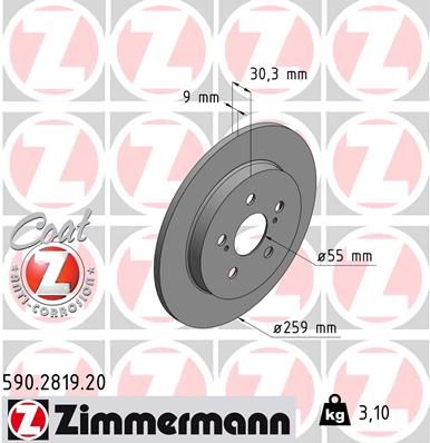 Гальмівний диск ZIMMERMANN 590.2819.20