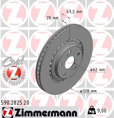 Stabdžių diskas ZIMMERMANN 590.2825.20