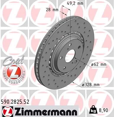 Stabdžių diskas ZIMMERMANN 590.2825.52