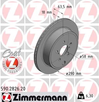 Stabdžių diskas ZIMMERMANN 590.2826.20