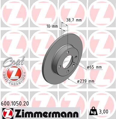 Stabdžių diskas ZIMMERMANN 600.1050.20