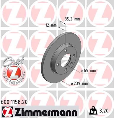 Гальмівний диск ZIMMERMANN 600.1158.20