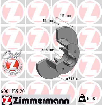 Brake Disc ZIMMERMANN 600.1159.20