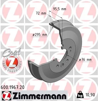 Stabdžių būgnas ZIMMERMANN 600.1967.20