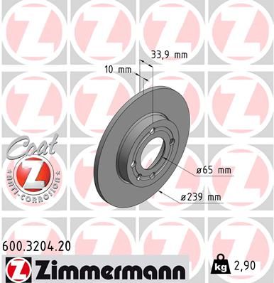 Stabdžių diskas ZIMMERMANN 600.3204.20