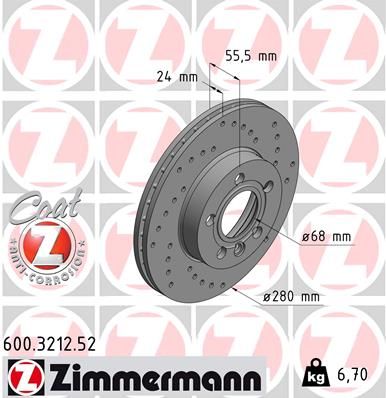 Stabdžių diskas ZIMMERMANN 600.3212.52