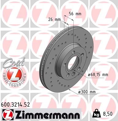 Brake Disc ZIMMERMANN 600.3214.52