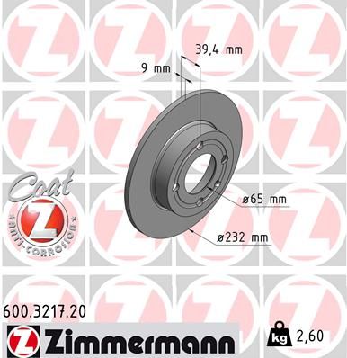 Гальмівний диск ZIMMERMANN 600.3217.20