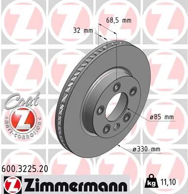 Stabdžių diskas ZIMMERMANN 600.3225.20