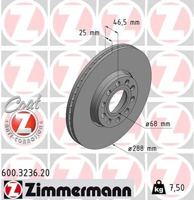 Stabdžių diskas ZIMMERMANN 600.3236.20