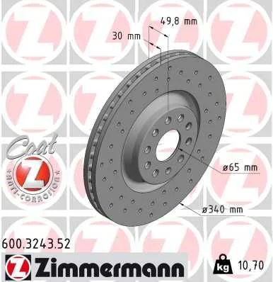 Stabdžių diskas ZIMMERMANN 600.3243.52