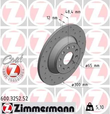 Stabdžių diskas ZIMMERMANN 600.3252.52