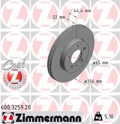 Stabdžių diskas ZIMMERMANN 600.3259.20