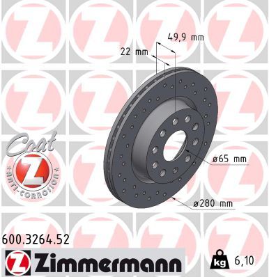 Stabdžių diskas ZIMMERMANN 600.3264.52