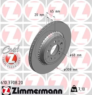 Stabdžių diskas ZIMMERMANN 610.3708.20