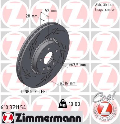 Stabdžių diskas ZIMMERMANN 610.3711.54