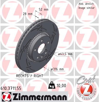 Stabdžių diskas ZIMMERMANN 610.3711.55