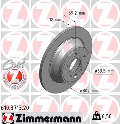 Stabdžių diskas ZIMMERMANN 610.3713.20