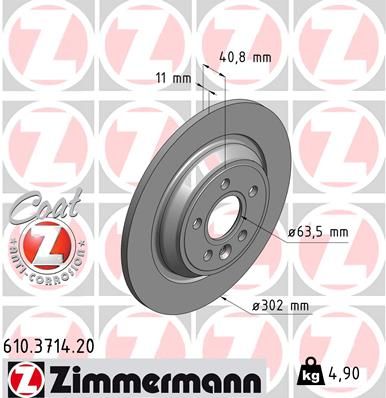 Stabdžių diskas ZIMMERMANN 610.3714.20