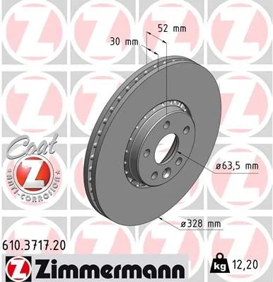 Stabdžių diskas ZIMMERMANN 610.3717.20