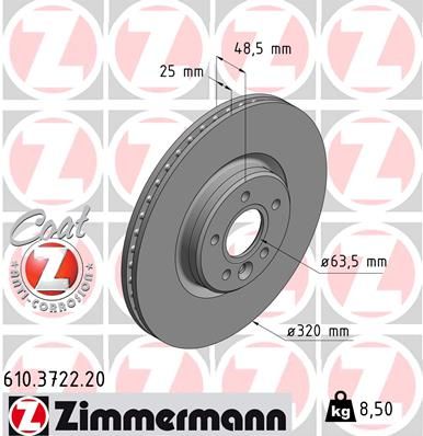 Гальмівний диск ZIMMERMANN 610.3722.20